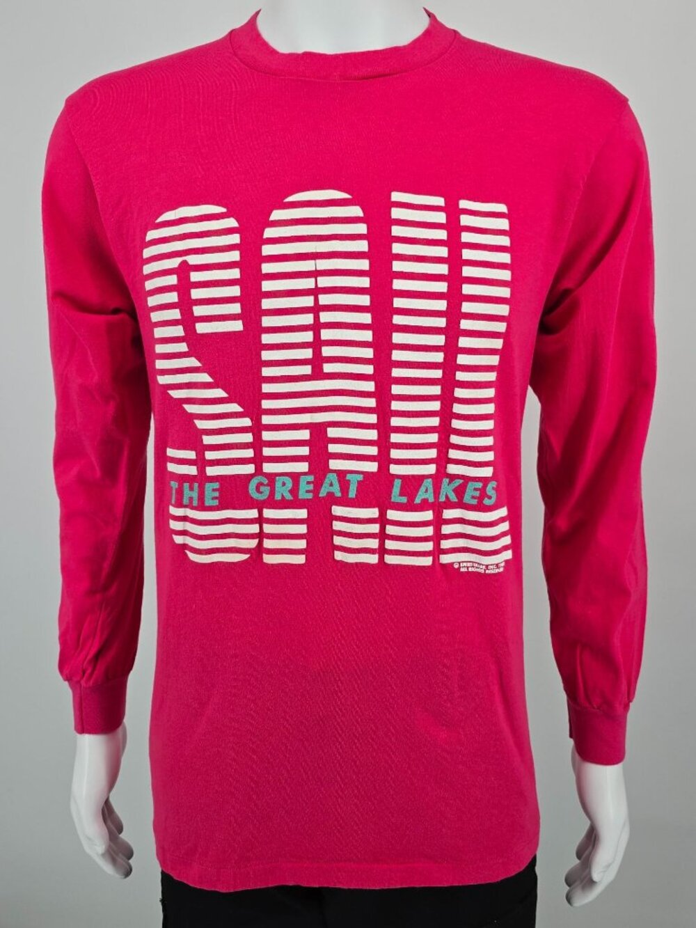 Vintage 1980s Belton Tough Tee Sail the Great Lakes Pink Long Sleeve T-Shirt (M)